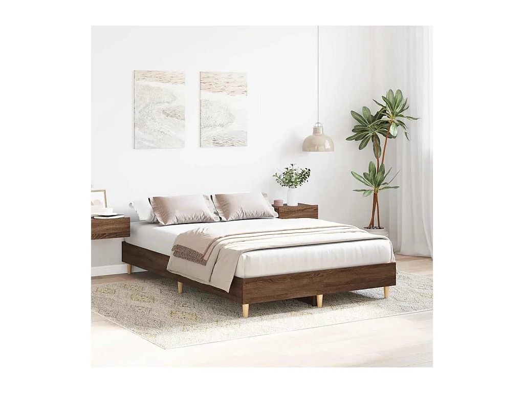 Lit double | Lit adulte | Cadre de lit chêne marron 135x190 cm