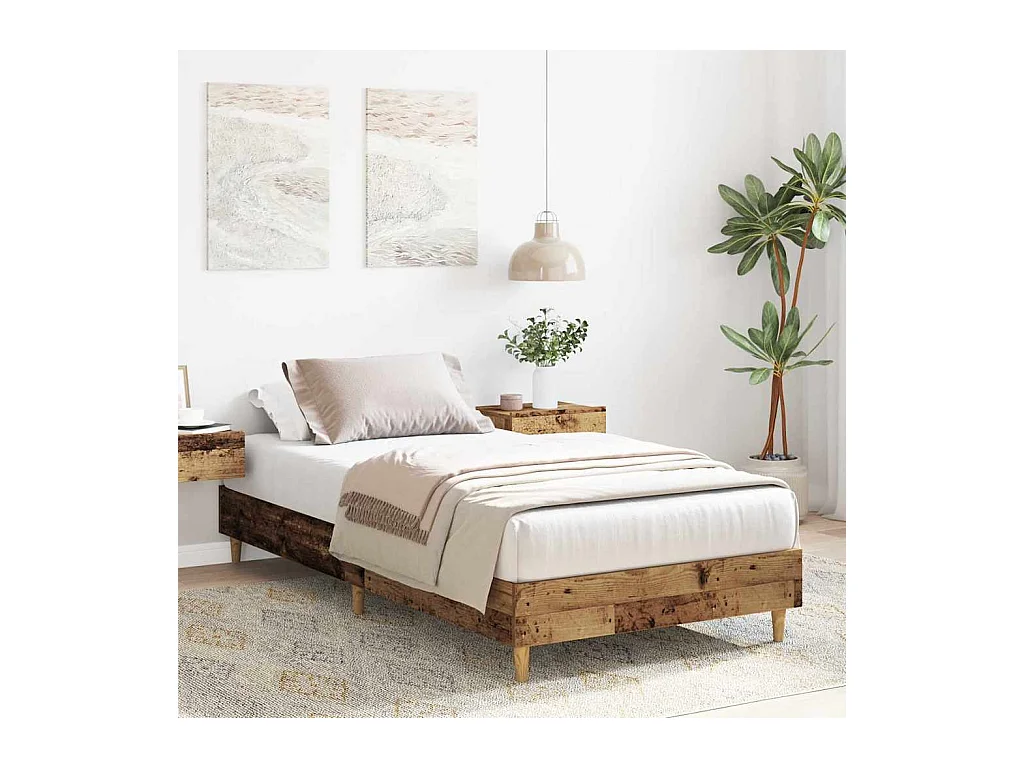 Lit simple | Lit adulte, enfant | Cadre de lit vieux bois 100x200 cm bois ingénierie