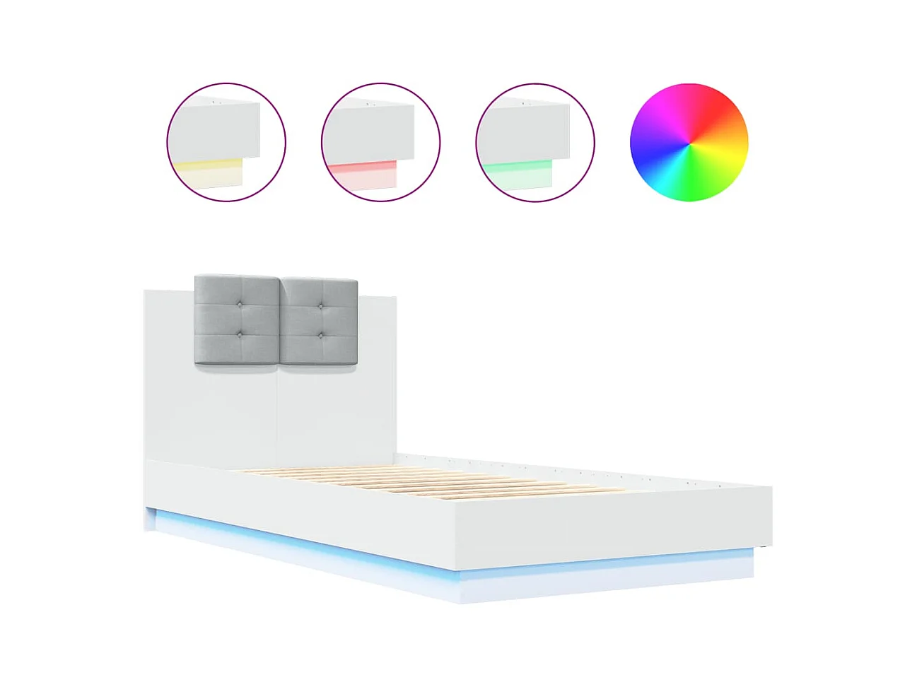 Lit simple | Lit adulte, enfant | Cadre de lit avec LED blanc 90x190 cm