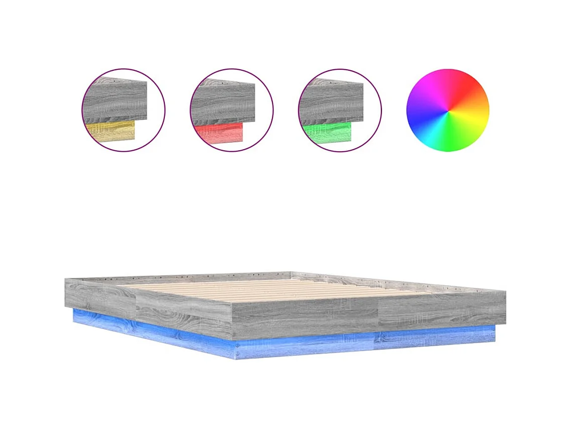 Lit simple | Lit adulte, enfant | Cadre de lit avec LED sonoma gris 120x190 cm