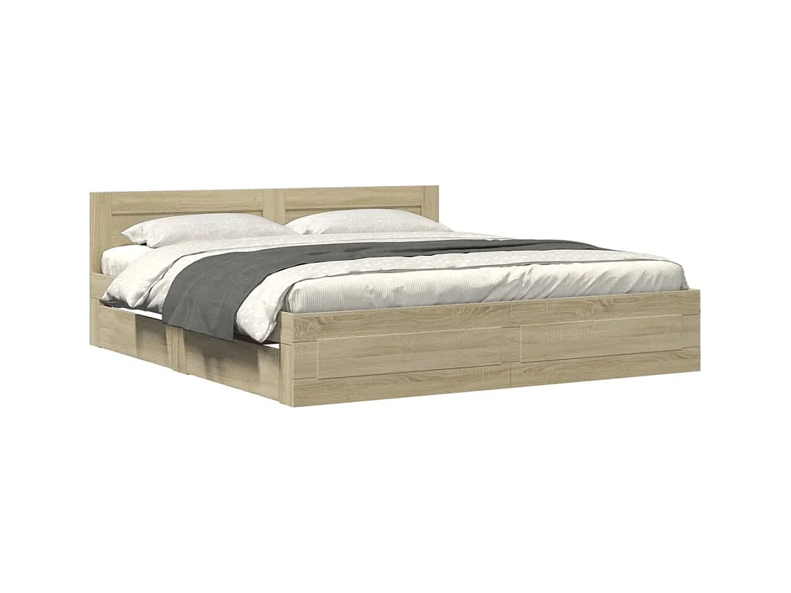 Lit double | Lit adulte | Cadre de lit tête de lit chêne sonoma 180x200 cm