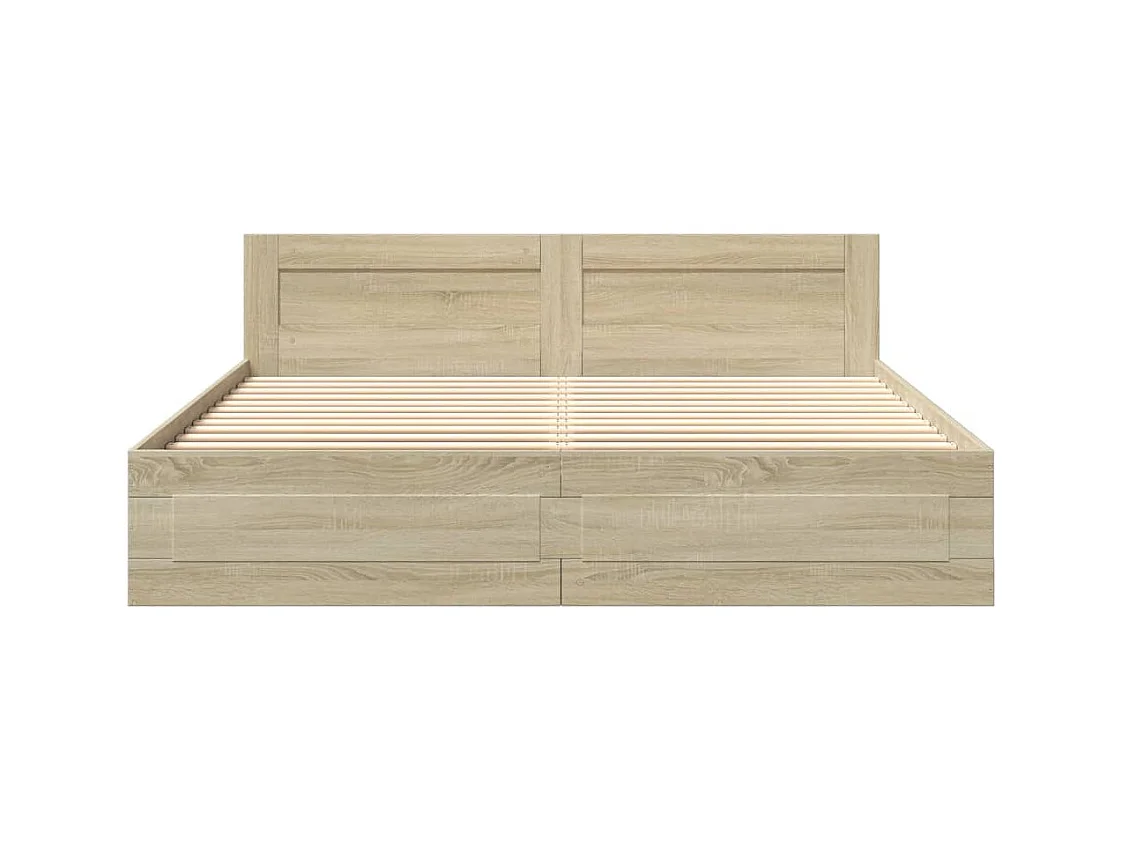 Lit double | Lit adulte | Cadre de lit tête de lit chêne sonoma 180x200 cm