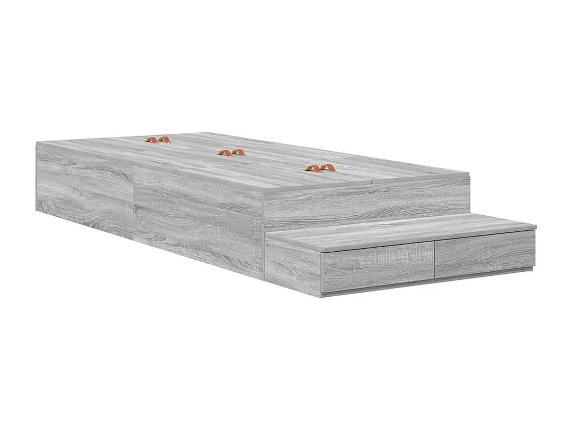 Lit simple | Lit adulte, enfant | Cadre de lit avec rangement Sonoma gris 226.5x90x31.5 cm