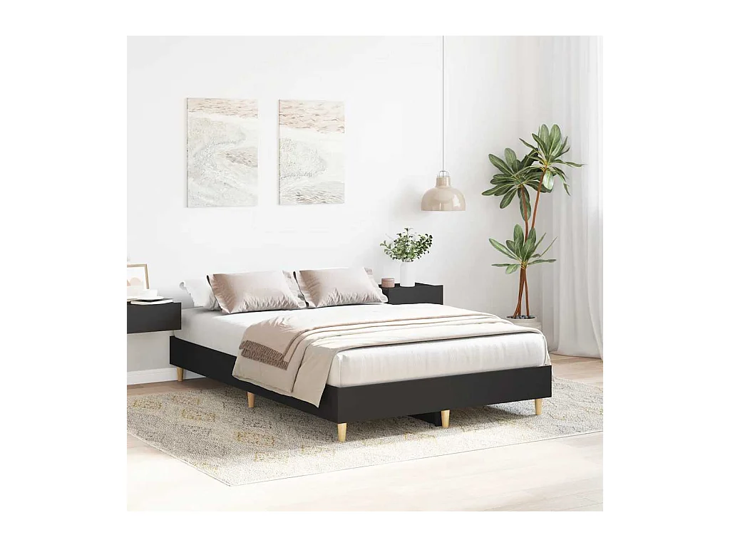 Lit simple | Lit adulte, enfant | Cadre de lit noir 120x190 cm bois d'ingénierie