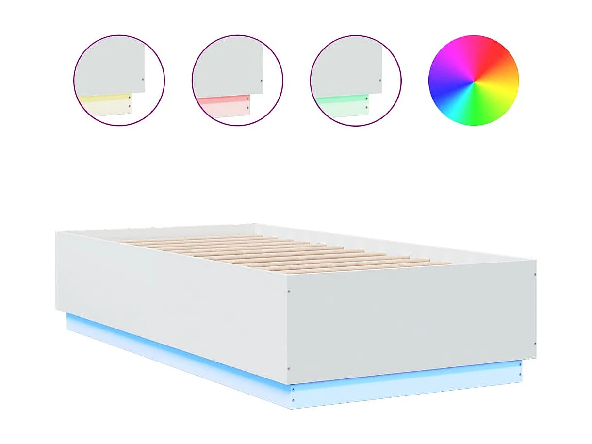 Lit simple | Lit adulte, enfant | Cadre de lit avec LED blanc 75x190 cm