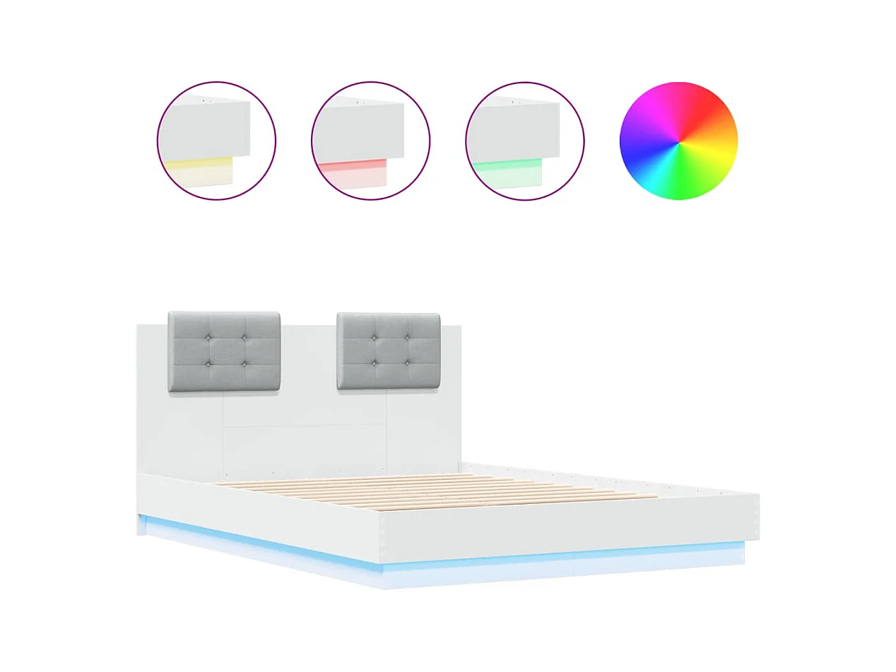 Lit double | Lit adulte | Cadre de lit avec LED blanc 135x190 cm