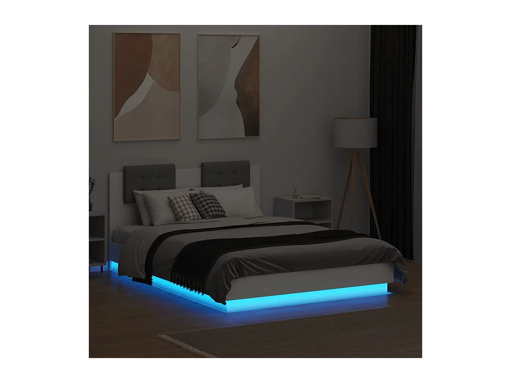 Lit double | Lit adulte | Cadre de lit avec LED blanc 135x190 cm