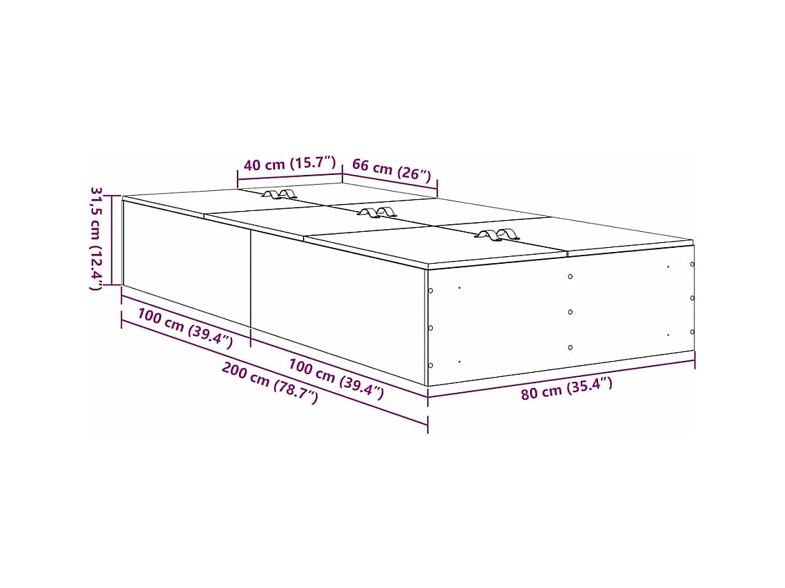 Lit simple | Lit adulte, enfant | Cadre de lit de rangement en chêne fumé 80x200 cm