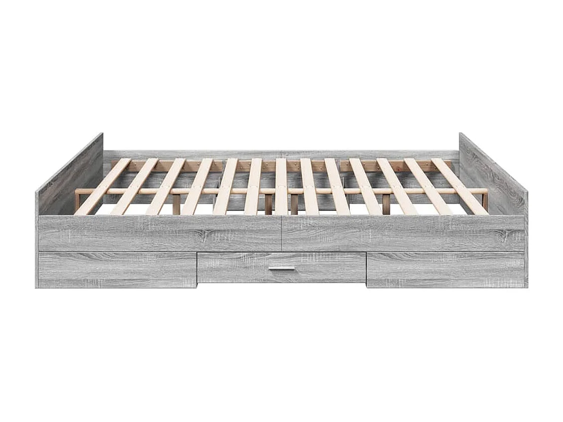 Lit double | Lit adulte | Cadre de lit avec tiroirs sonoma gris 200x200 cm