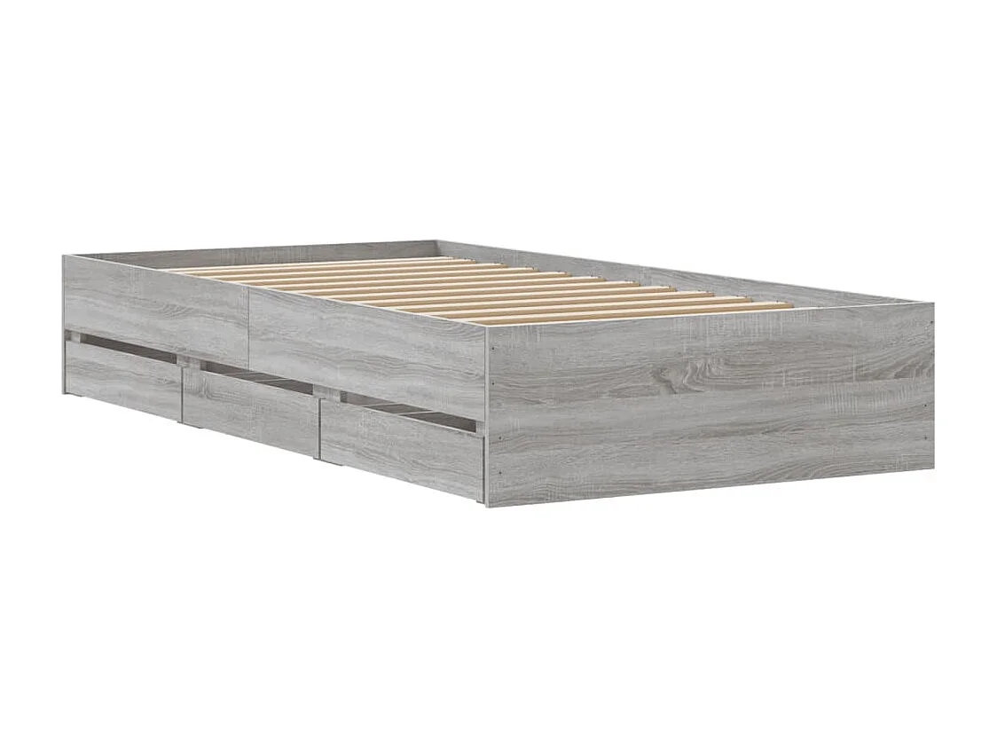 Lit simple | Lit adulte, enfant | Cadre de lit avec tiroirs sonoma gris 75x190 cm