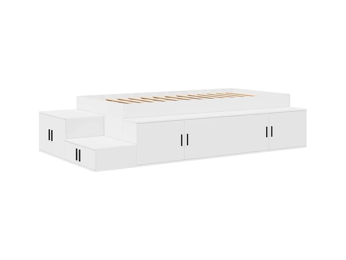 Lit simple | Lit adulte, enfant | Cadre de lit avec rangement Blanc 234x103x53.5 cm