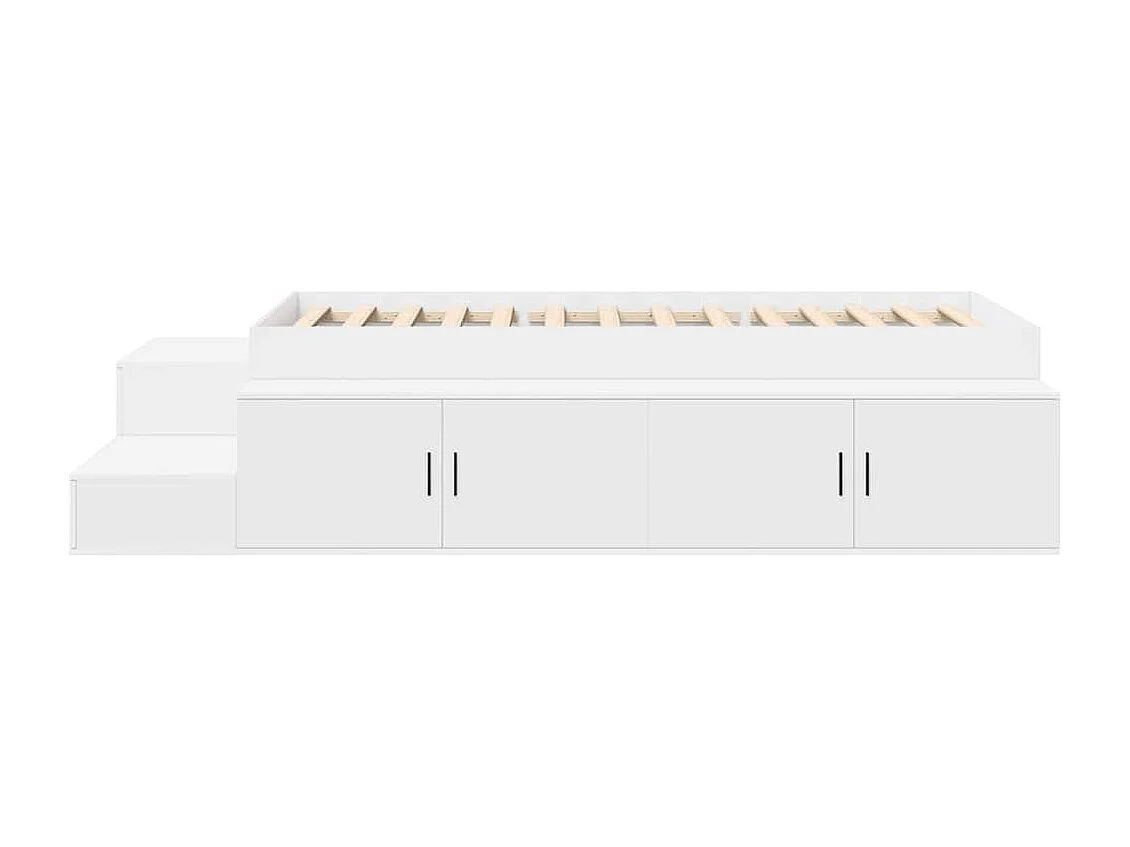 Lit simple | Lit adulte, enfant | Cadre de lit avec rangement Blanc 234x103x53.5 cm