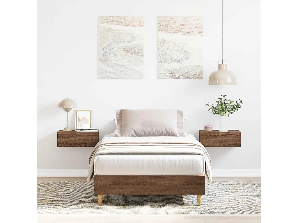 Lit simple | Lit adulte, enfant | Cadre de lit chêne marron 90x190cm bois ingénierie