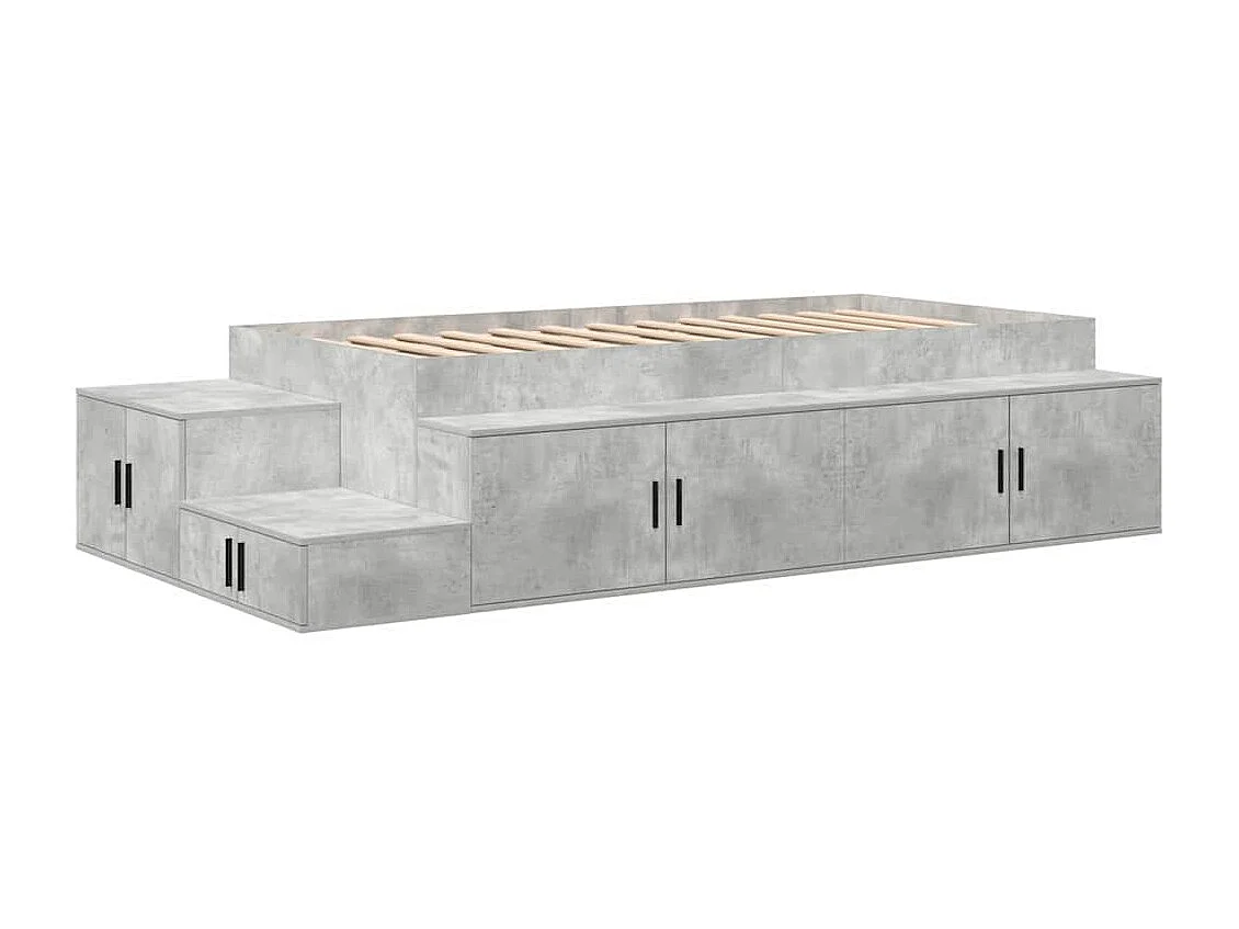 Lit simple | Lit adulte, enfant | Cadre de lit avec rangement Gris béton 244x127x53.5 cm