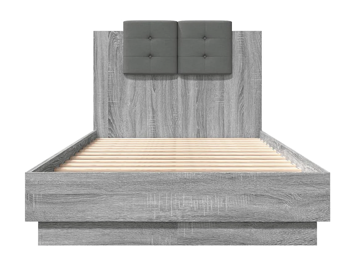 Lit simple | Lit adulte, enfant | Cadre de lit avec LED sonoma gris 75x190 cm