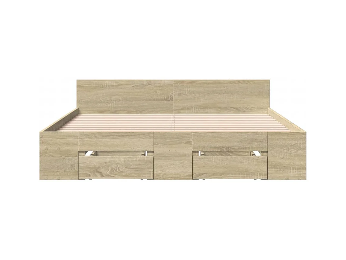 Lit simple | Lit adulte, enfant | Cadre de lit avec tiroirs chêne sonoma 120x200 cm