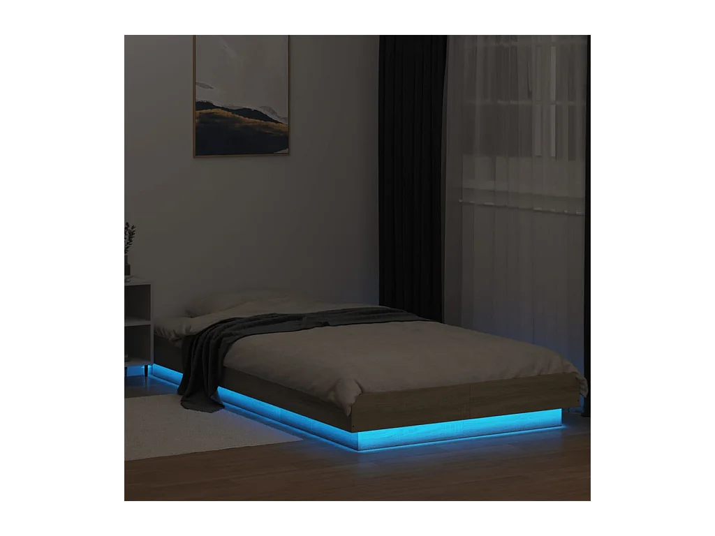Lit simple | Lit adulte, enfant | Cadre de lit avec lumières LED 75x190 cm