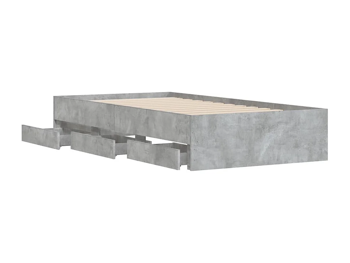 Lit simple | Lit adulte, enfant | Cadre de lit avec tiroirs gris béton 75x190 cm