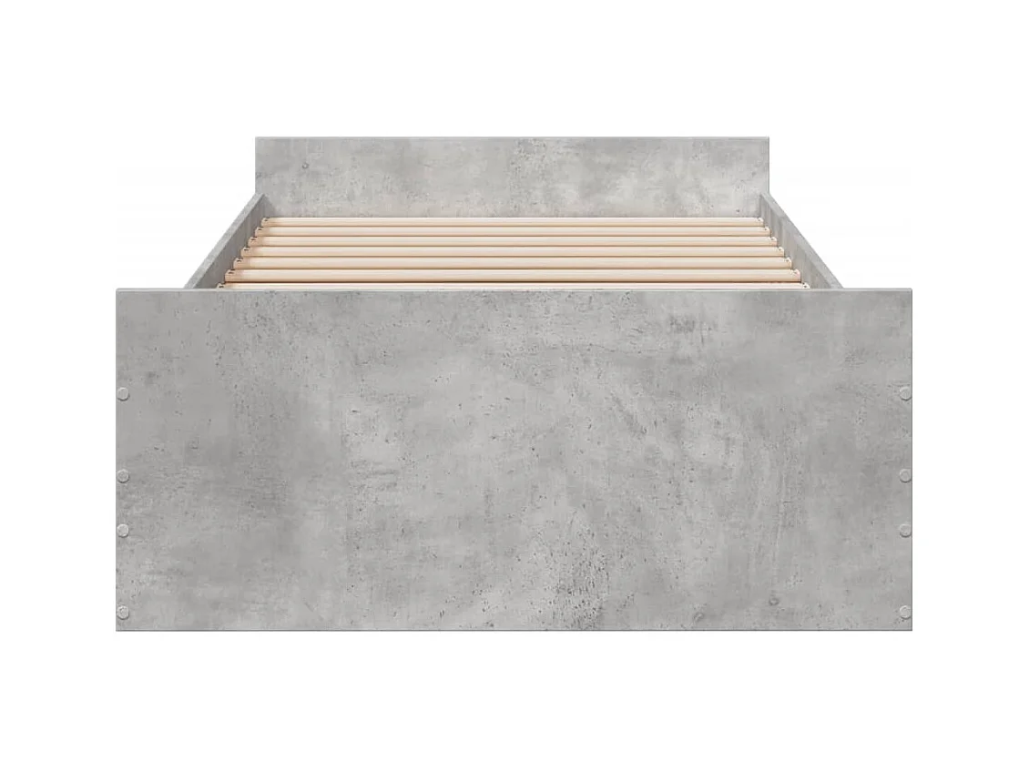 Lit simple | Lit adulte, enfant | Cadre de lit avec tiroirs gris béton 75x190 cm