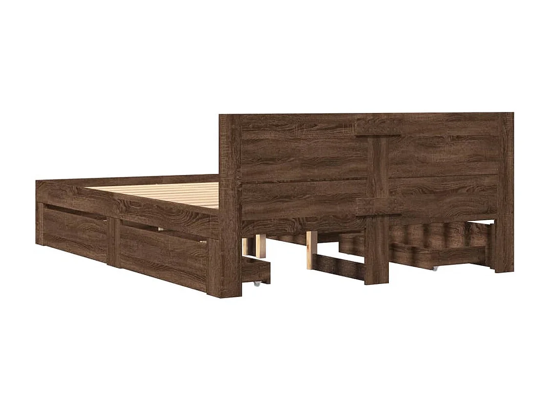 Lit simple | Lit adulte, enfant | Cadre de lit et tête de lit chêne marron 120x190cm