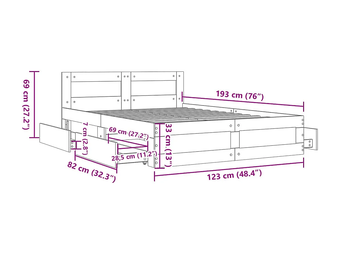 Letto per adulti | Letto singolo | Giroletto Testiera Rovere Marrone 120x190 cm Legno Multistrato
