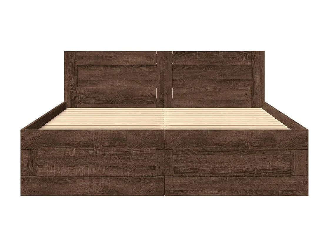 Letto per adulti | Letto singolo | Giroletto Testiera Rovere Marrone 120x190 cm Legno Multistrato