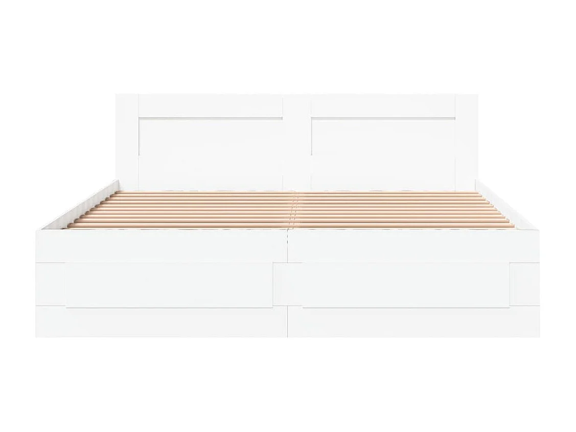 Lit double | Lit adulte | Cadre de lit avec tête de lit blanc 150x200 cm