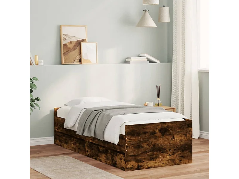 Lit simple | Lit adulte, enfant | Cadre de lit chêne fumé 75x190 cm