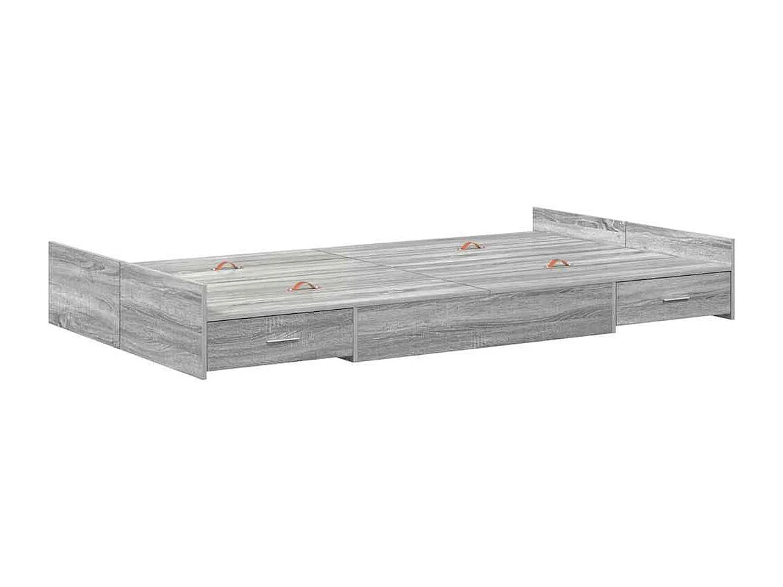 Lit simple | Lit adulte, enfant | Cadre de lit avec rangement Sonoma gris 120x200 cm