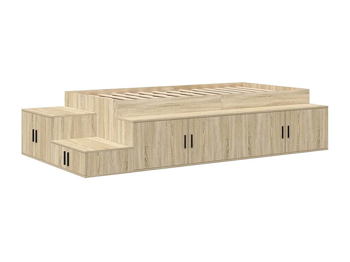 Lit simple | Lit adulte, enfant | Cadre de lit avec rangement Chêne Sonoma 90x200 cm cm