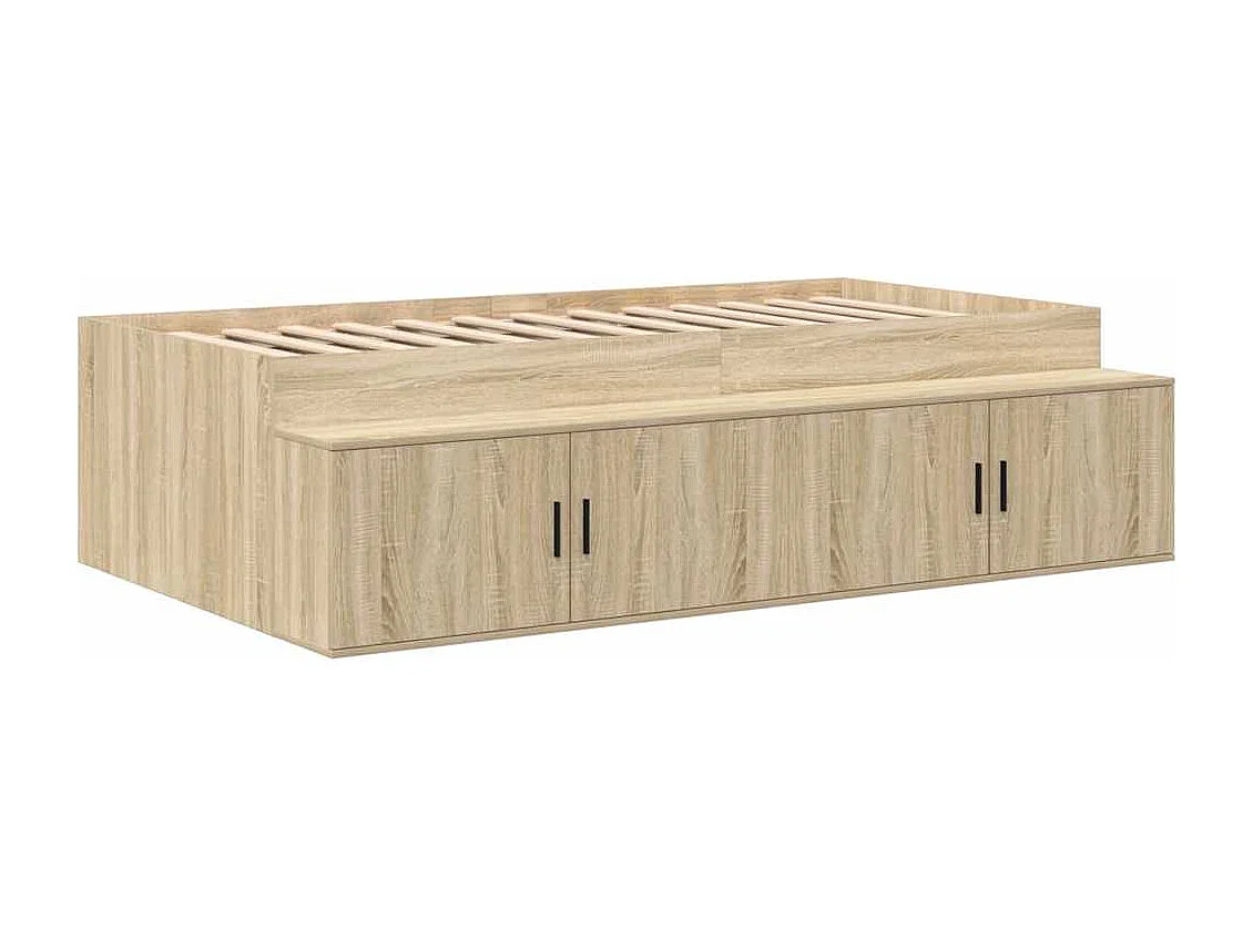 Lit simple | Lit adulte, enfant | Cadre de lit avec rangement Chêne Sonoma 90x200 cm cm