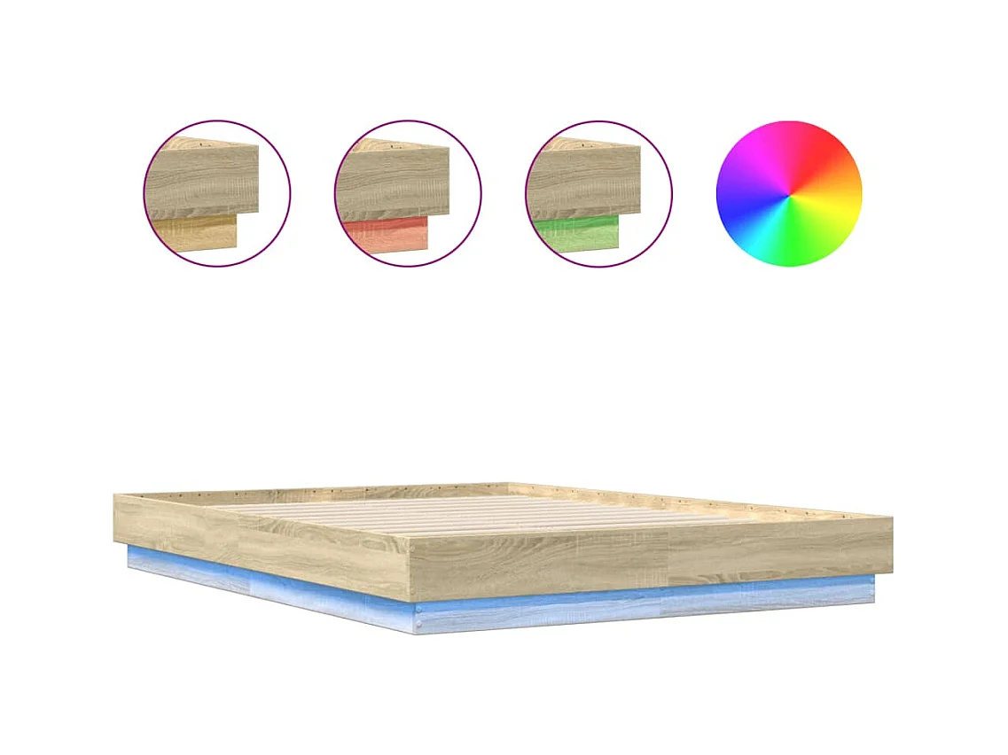 Lit simple | Lit adulte, enfant | Cadre de lit avec LED chêne sonoma 120x200 cm