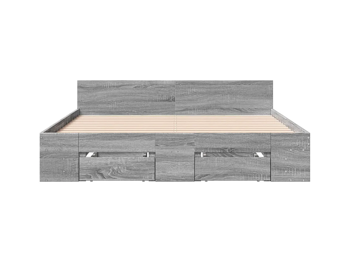 Lit double | Lit adulte | Cadre de lit avec tiroirs sonoma gris 140x200 cm