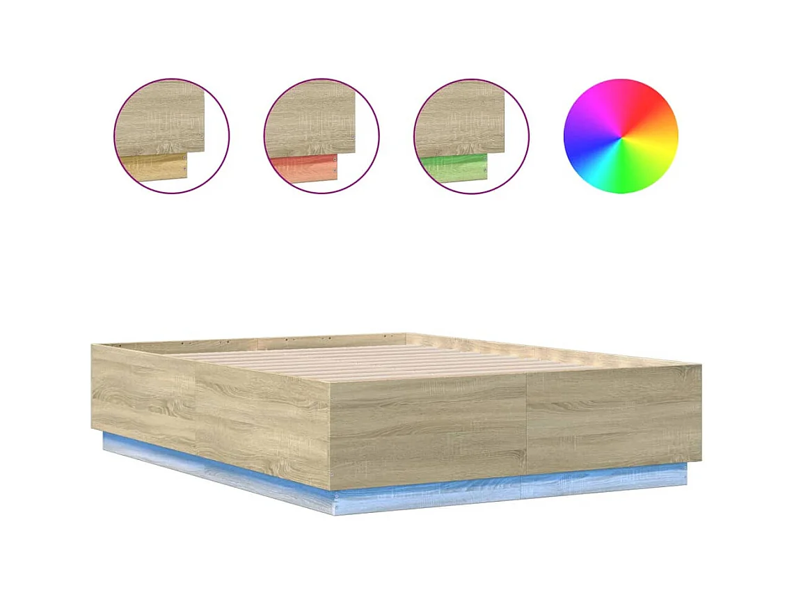 Lit double | Lit adulte | Cadre de lit avec LED chêne sonoma 140x190 cm