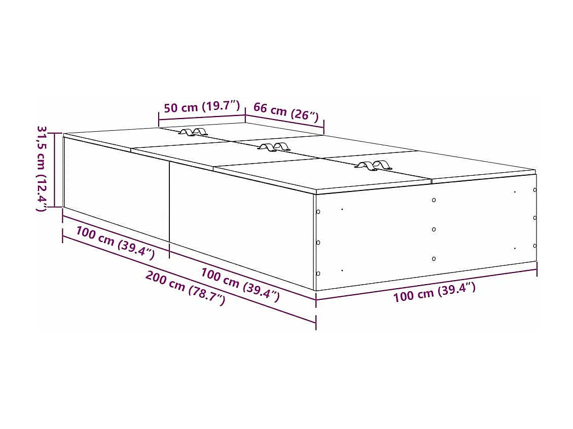 Lit simple | Lit adulte, enfant | Cadre de lit gris Sonoma 100x200 cm