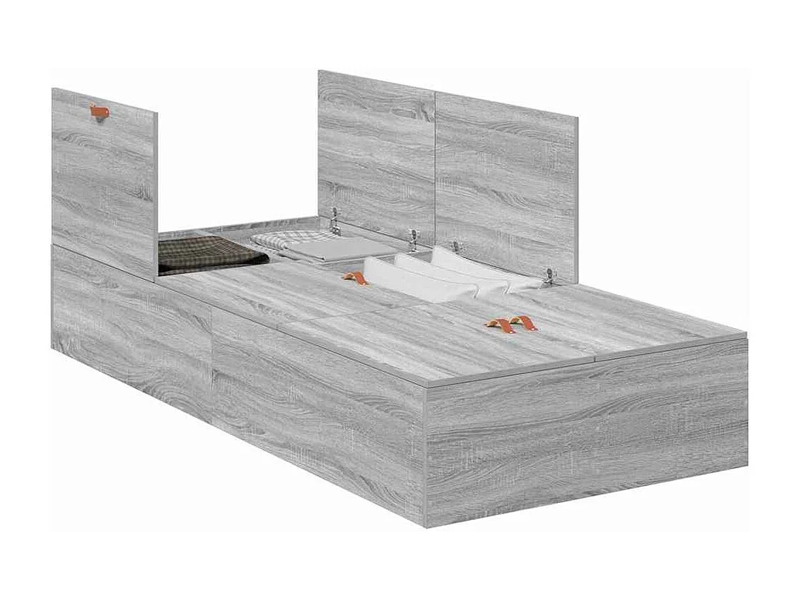 Lit simple | Lit adulte, enfant | Cadre de lit gris Sonoma 100x200 cm