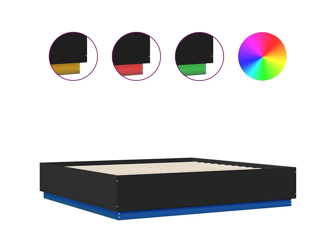 Lit double | Lit adulte | Cadre de lit avec LED noir 200x200 cm