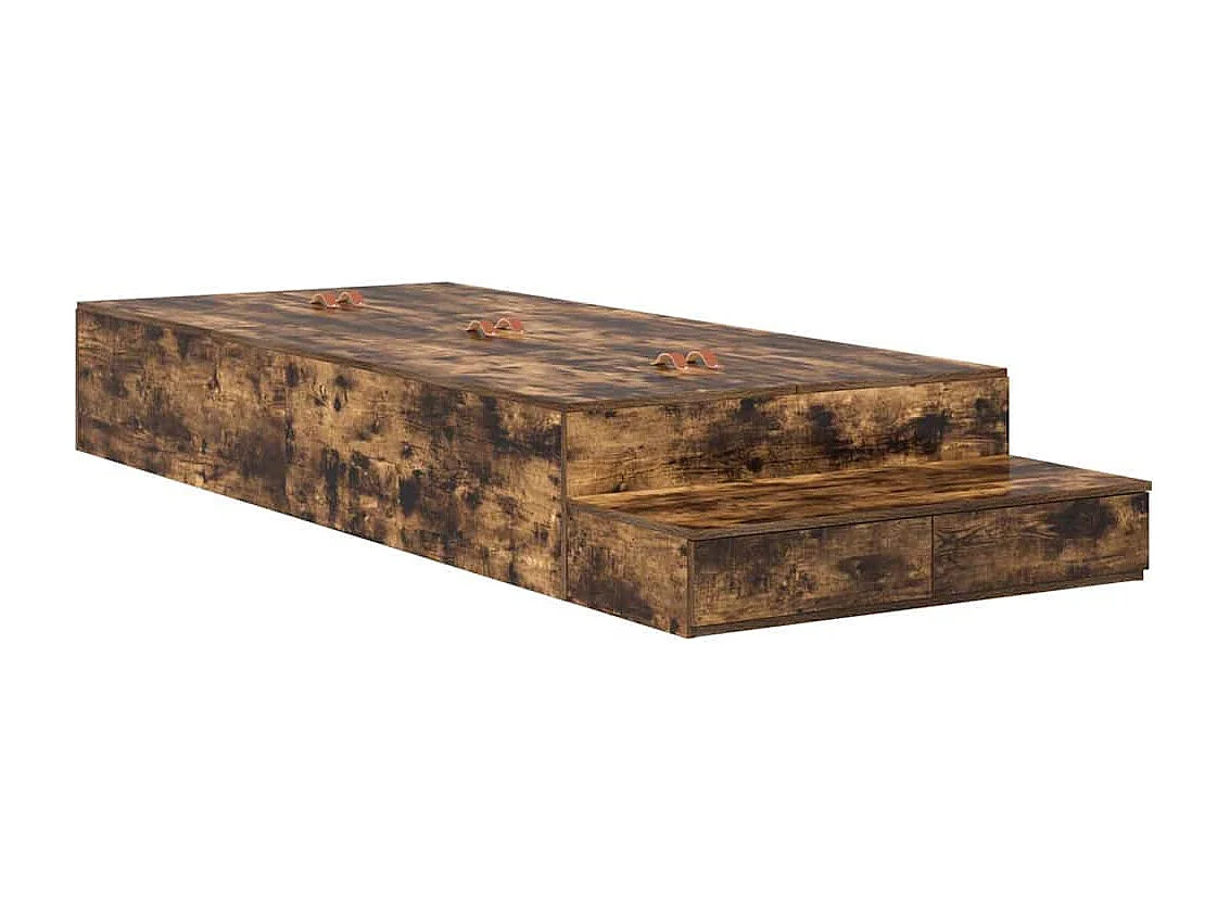 Lit simple | Lit adulte, enfant | Cadre de lit avec rangement Chêne fumé 236.5x100x31.5 cm