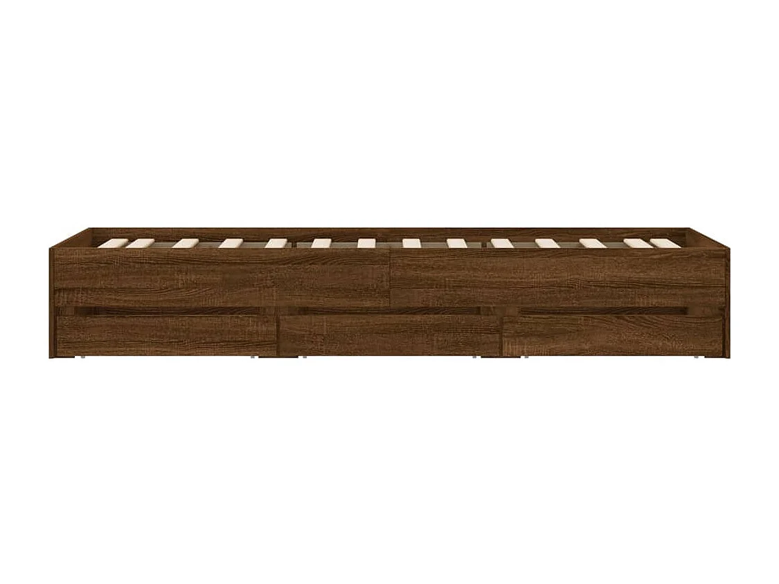 Lit simple | Lit adulte, enfant | Cadre de lit avec tiroirs chêne marron 75x190 cm
