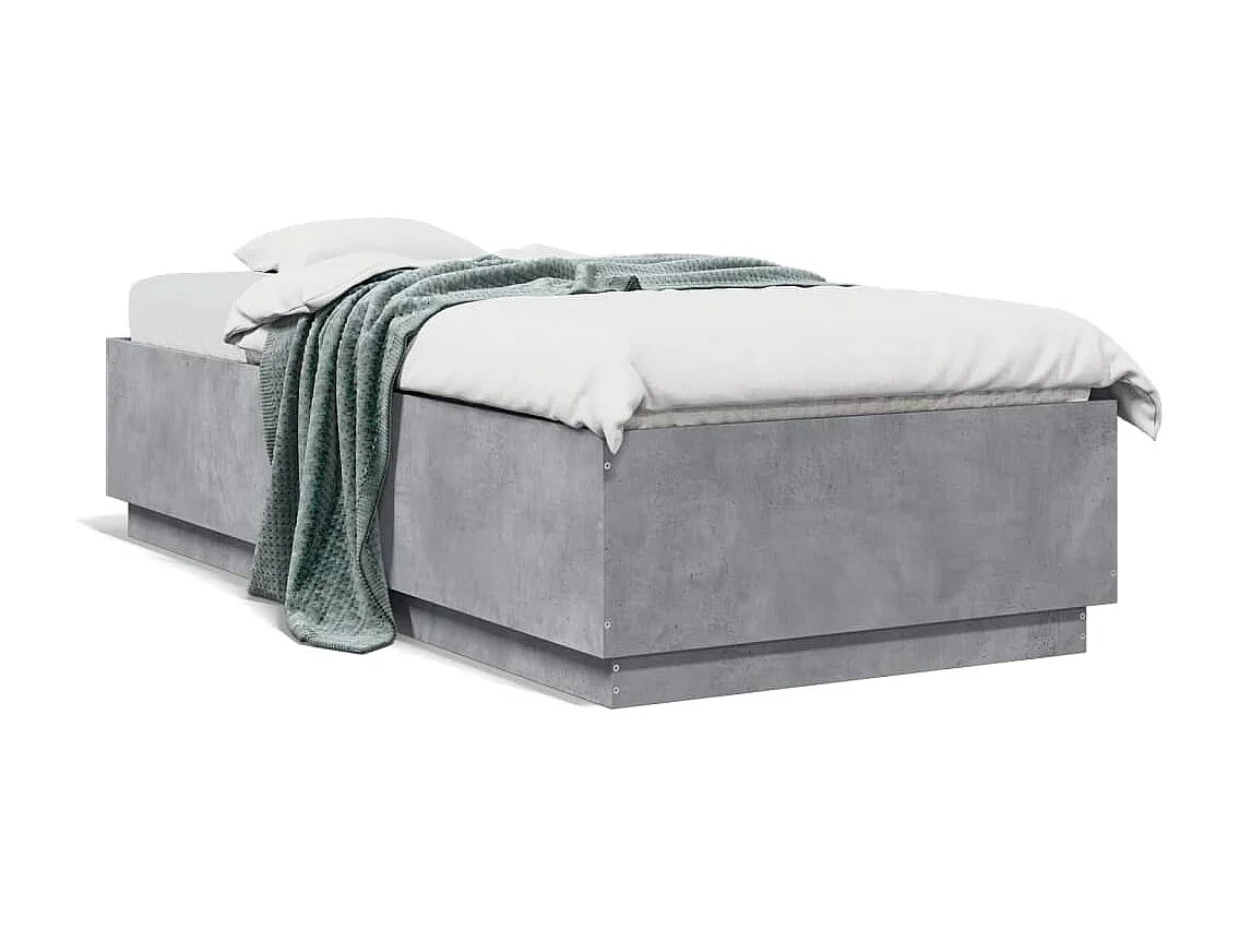 Lit simple | Lit adulte, enfant | Cadre de lit avec LED gris béton 90x200 cm