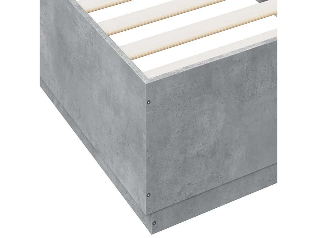 Lit simple | Lit adulte, enfant | Cadre de lit avec LED gris béton 90x200 cm