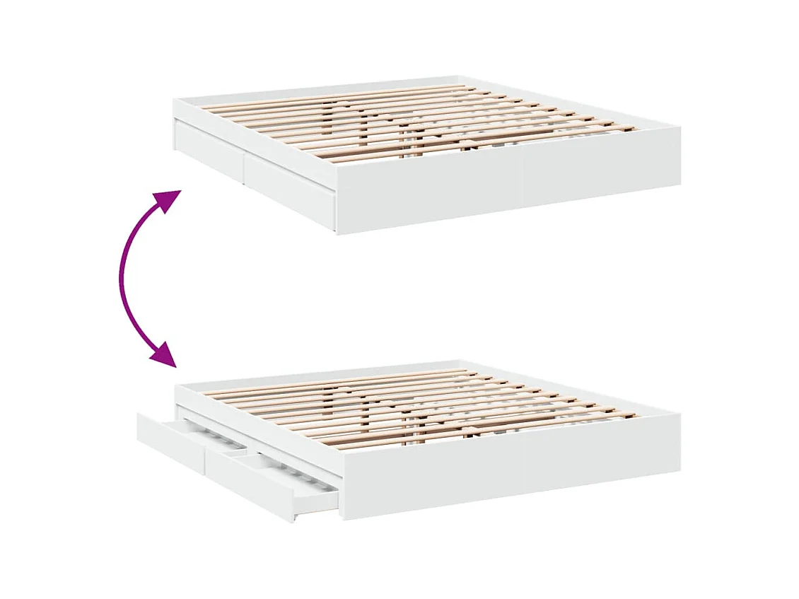 Lit double | Lit adulte | Cadre de lit avec tiroirs blanc 180x200 cm