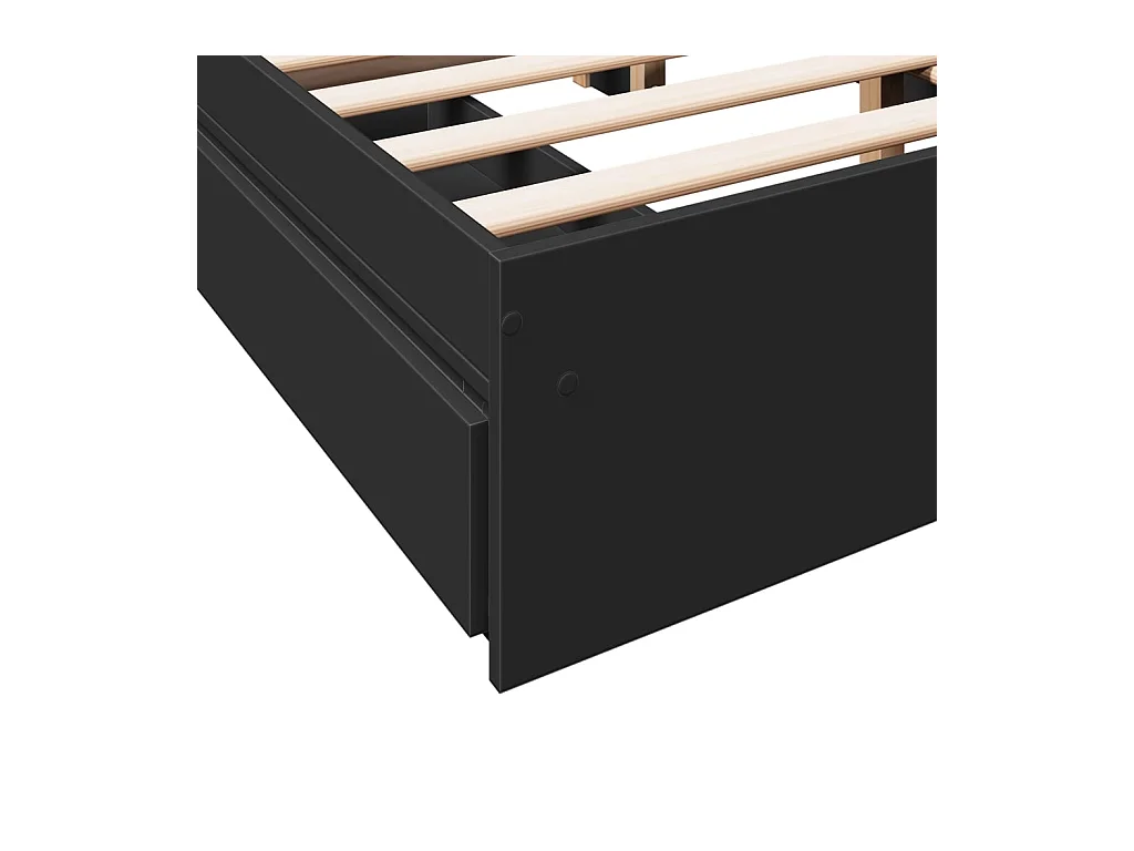 Lit simple | Lit adulte, enfant | Cadre de lit avec tiroirs noir 120x200 cm