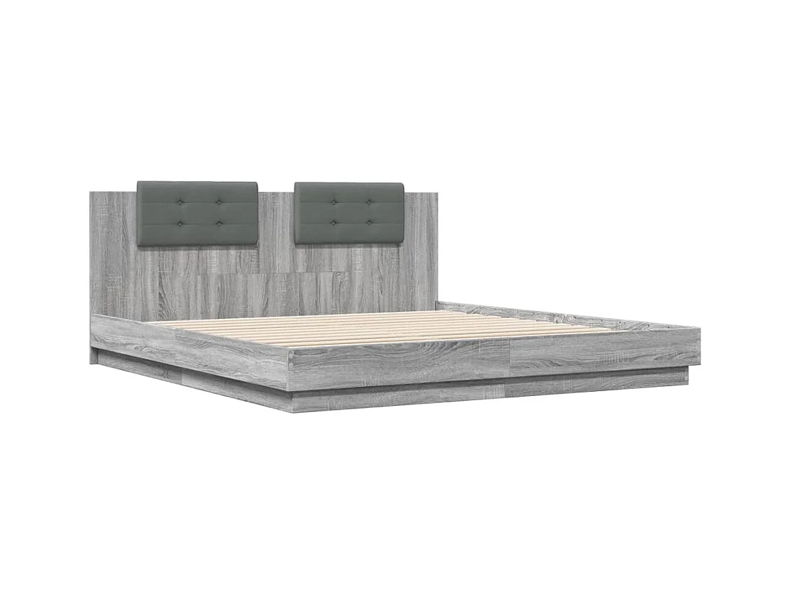 Lit double | Lit adulte | Cadre de lit avec LED sonoma gris 160x200 cm