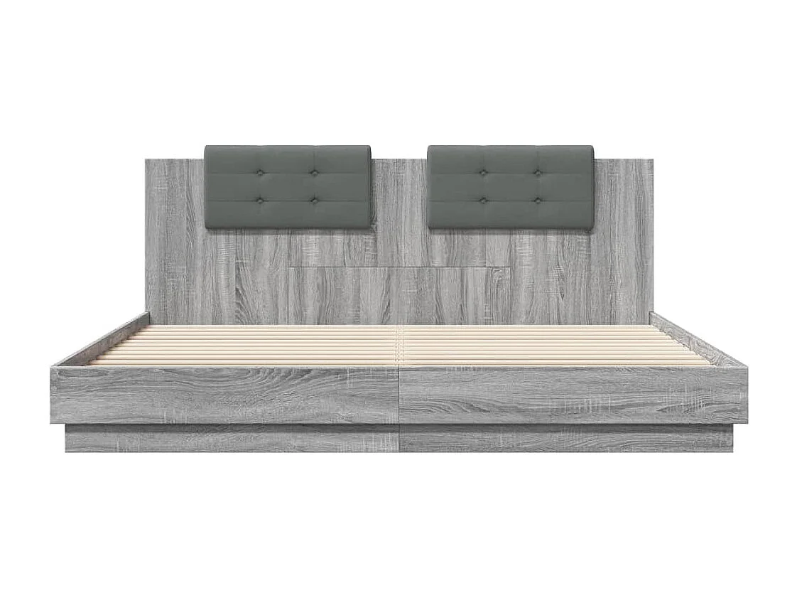 Lit double | Lit adulte | Cadre de lit avec LED sonoma gris 160x200 cm