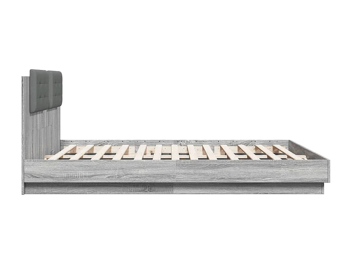 Lit double | Lit adulte | Cadre de lit avec LED sonoma gris 160x200 cm