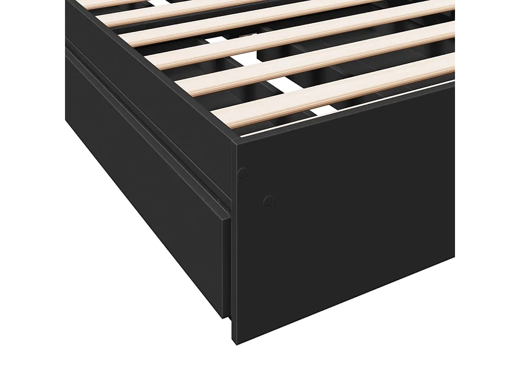 Lit simple | Lit adulte, enfant | Cadre de lit avec tiroirs noir 75x190 cm