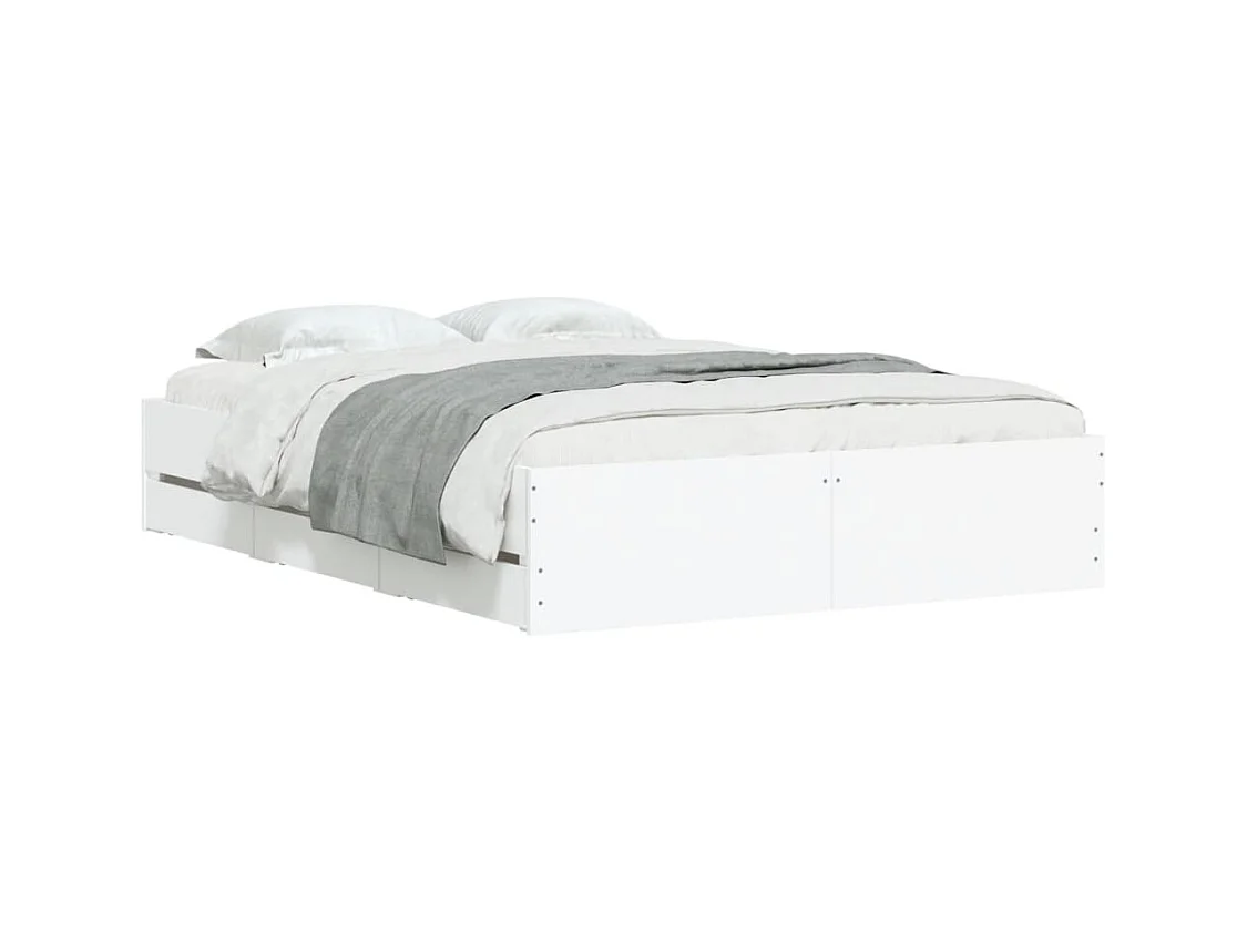 Lit simple | Lit adulte, enfant | Cadre de lit avec tiroirs blanc 120x200 cm