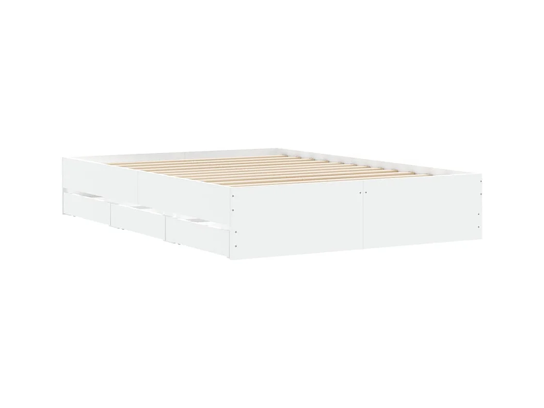 Lit simple | Lit adulte, enfant | Cadre de lit avec tiroirs blanc 120x200 cm
