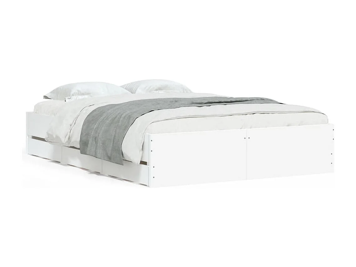 Lit simple | Lit adulte, enfant | Cadre de lit avec tiroirs blanc 120x200 cm